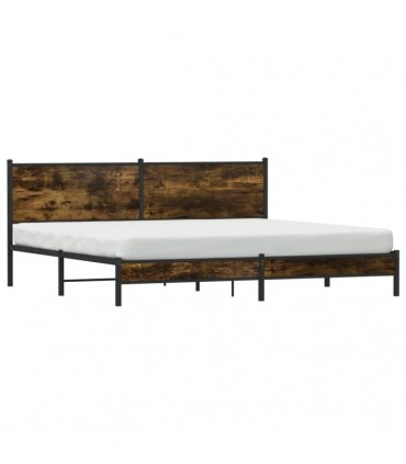 vidaXL Metal Bed Frame without Mattress Smoked Oak 200x200 cm