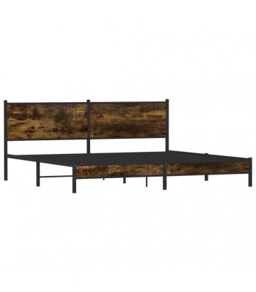 vidaXL Metal Bed Frame without Mattress Smoked Oak 200x200 cm