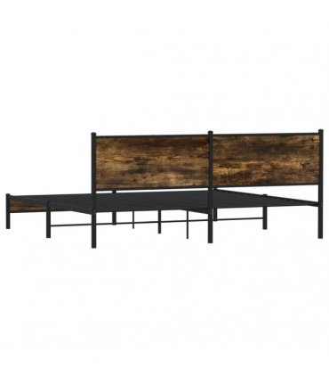 vidaXL Metal Bed Frame without Mattress Smoked Oak 200x200 cm