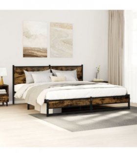 vidaXL Metal Bed Frame without Mattress Smoked Oak 180x200 cm