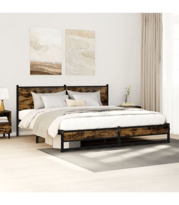 vidaXL Metal Bed Frame without Mattress Smoked Oak 180x200 cm