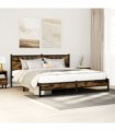 vidaXL Metal Bed Frame without Mattress Smoked Oak 180x200 cm