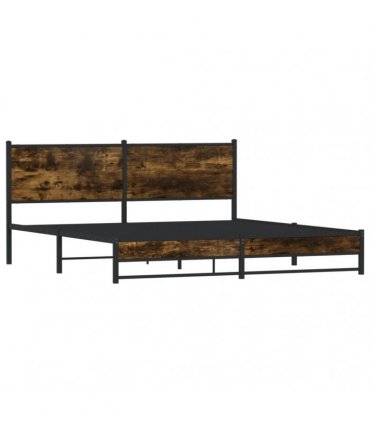 vidaXL Metal Bed Frame without Mattress Smoked Oak 180x200 cm