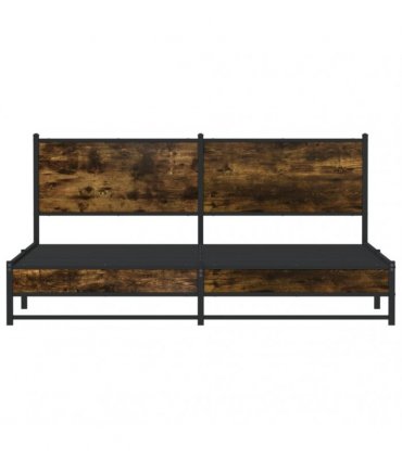 vidaXL Metal Bed Frame without Mattress Smoked Oak 180x200 cm