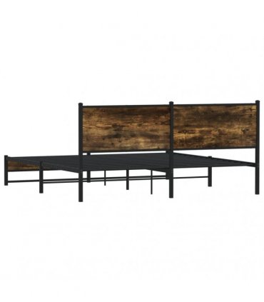 vidaXL Metal Bed Frame without Mattress Smoked Oak 180x200 cm