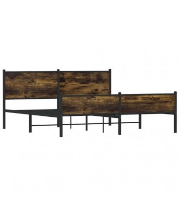 vidaXL Metal Bed Frame without Mattress Smoked Oak 160x200 cm