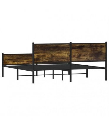 vidaXL Metal Bed Frame without Mattress Smoked Oak 160x200 cm
