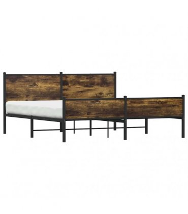 vidaXL Metal Bed Frame without Mattress Smoked Oak 180x200 cm