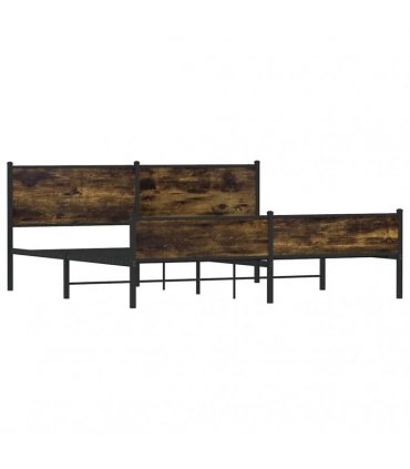 vidaXL Metal Bed Frame without Mattress Smoked Oak 193x203 cm