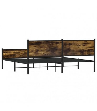 vidaXL Metal Bed Frame without Mattress Smoked Oak 193x203 cm