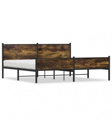 vidaXL Metal Bed Frame without Mattress Smoked Oak 200x200 cm