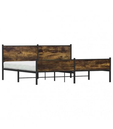 vidaXL Metal Bed Frame without Mattress Smoked Oak 200x200 cm