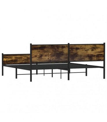 vidaXL Metal Bed Frame without Mattress Smoked Oak 200x200 cm