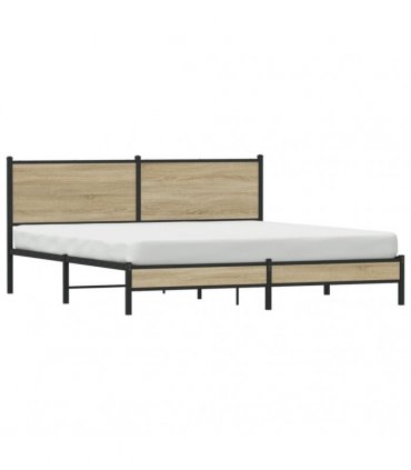 vidaXL Metal Bed Frame without Mattress Sonoma Oak 180x200 cm