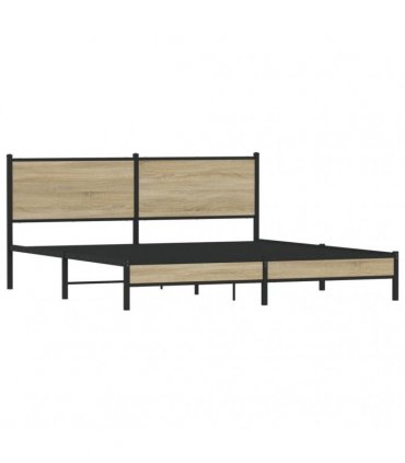 vidaXL Metal Bed Frame without Mattress Sonoma Oak 180x200 cm