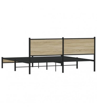 vidaXL Metal Bed Frame without Mattress Sonoma Oak 180x200 cm
