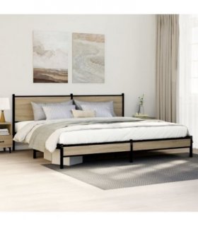 vidaXL Metal Bed Frame without Mattress Sonoma Oak 193x203 cm