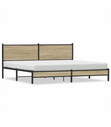 vidaXL Metal Bed Frame without Mattress Sonoma Oak 193x203 cm