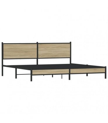 vidaXL Metal Bed Frame without Mattress Sonoma Oak 193x203 cm