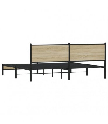 vidaXL Metal Bed Frame without Mattress Sonoma Oak 193x203 cm