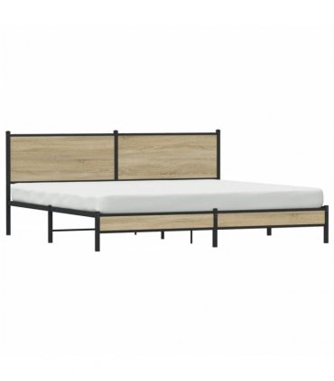 vidaXL Metal Bed Frame without Mattress Sonoma Oak 200x200 cm