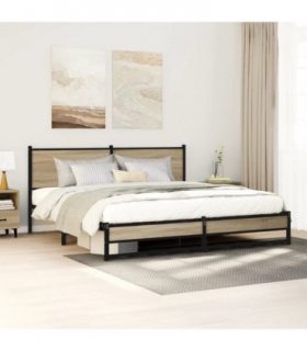 vidaXL Metal Bed Frame without Mattress Sonoma Oak 180x200 cm