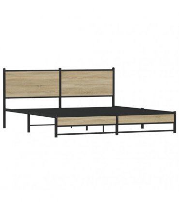 vidaXL Metal Bed Frame without Mattress Sonoma Oak 180x200 cm