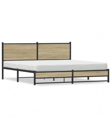 vidaXL Metal Bed Frame without Mattress Sonoma Oak 183x213 cm