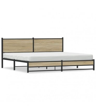 vidaXL Metal Bed Frame without Mattress Sonoma Oak 193x203 cm