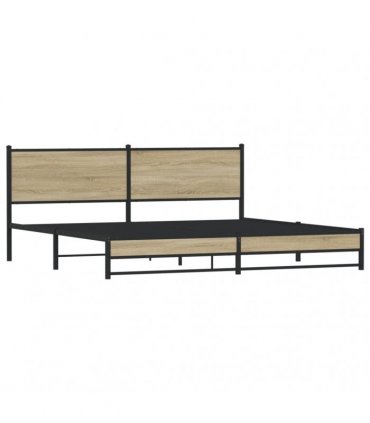 vidaXL Metal Bed Frame without Mattress Sonoma Oak 193x203 cm