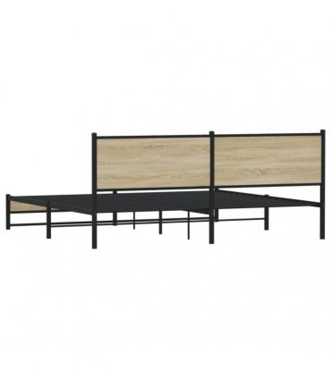vidaXL Metal Bed Frame without Mattress Sonoma Oak 193x203 cm