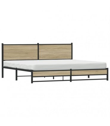 vidaXL Metal Bed Frame without Mattress Sonoma Oak 200x200 cm