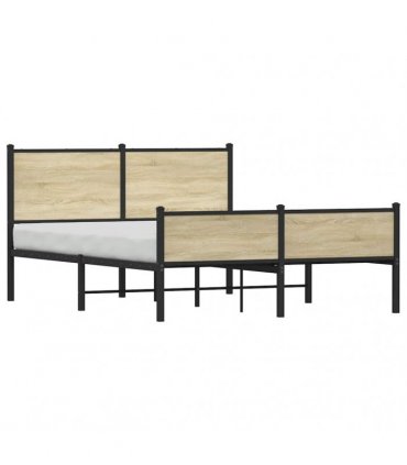 vidaXL Metal Bed Frame without Mattress Sonoma Oak 150x200 cm