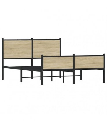 vidaXL Metal Bed Frame without Mattress Sonoma Oak 150x200 cm