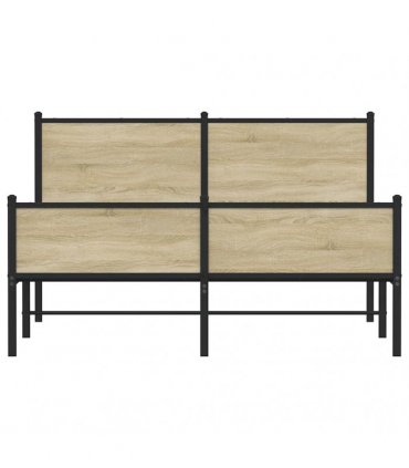 vidaXL Metal Bed Frame without Mattress Sonoma Oak 150x200 cm