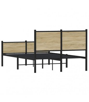 vidaXL Metal Bed Frame without Mattress Sonoma Oak 150x200 cm