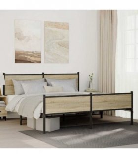 vidaXL Metal Bed Frame without Mattress Sonoma Oak 160x200 cm