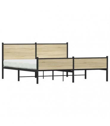 vidaXL Metal Bed Frame without Mattress Sonoma Oak 160x200 cm