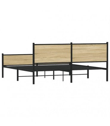 vidaXL Metal Bed Frame without Mattress Sonoma Oak 160x200 cm