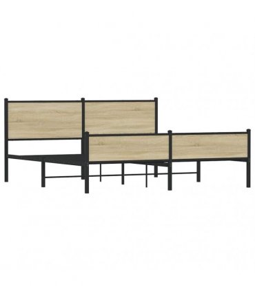 vidaXL Metal Bed Frame without Mattress Sonoma Oak 180x200 cm