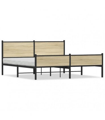 vidaXL Metal Bed Frame without Mattress Sonoma Oak 183x213 cm