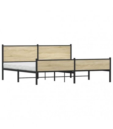 vidaXL Metal Bed Frame without Mattress Sonoma Oak 193x203 cm