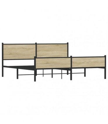 vidaXL Metal Bed Frame without Mattress Sonoma Oak 193x203 cm