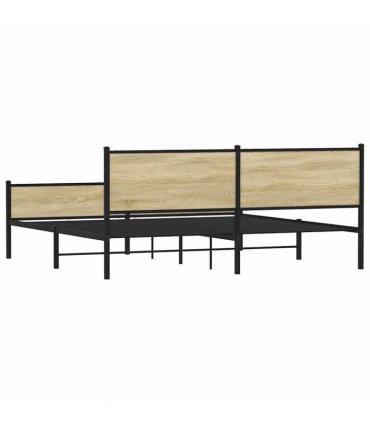 vidaXL Metal Bed Frame without Mattress Sonoma Oak 193x203 cm