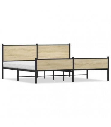 vidaXL Metal Bed Frame without Mattress Sonoma Oak 200x200 cm
