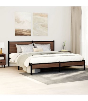 vidaXL Metal Bed Frame without Mattress Brown Oak 180x200 cm