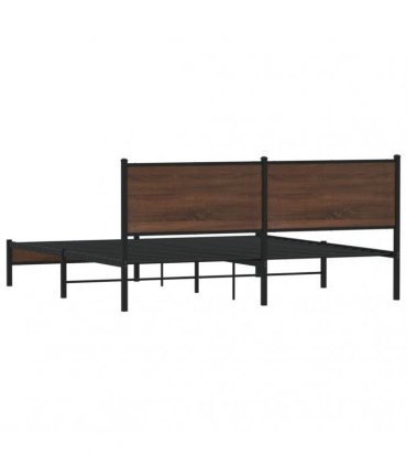 vidaXL Metal Bed Frame without Mattress Brown Oak 180x200 cm