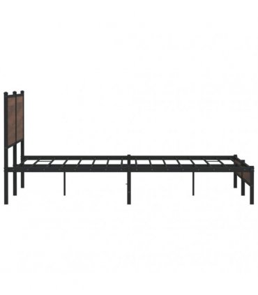vidaXL Metal Bed Frame without Mattress Brown Oak 180x200 cm
