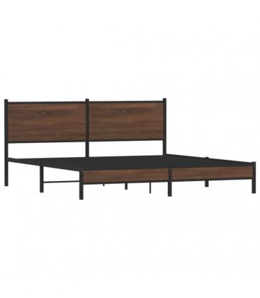 vidaXL Metal Bed Frame without Mattress Brown Oak 183x213 cm
