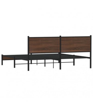 vidaXL Metal Bed Frame without Mattress Brown Oak 183x213 cm